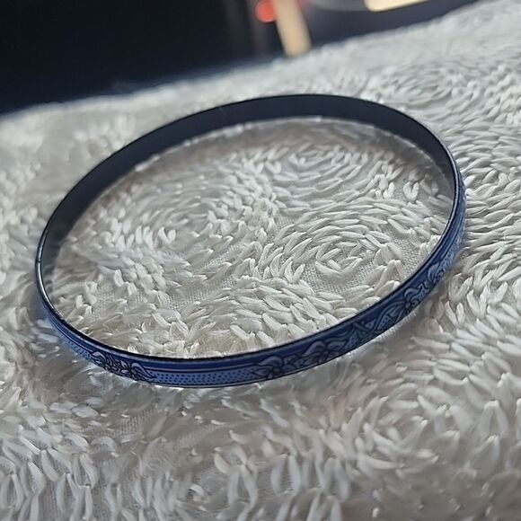 Michaela Frey Bracelet Vintage Enamel Bangle Blue Thin - Picture 6 of 7